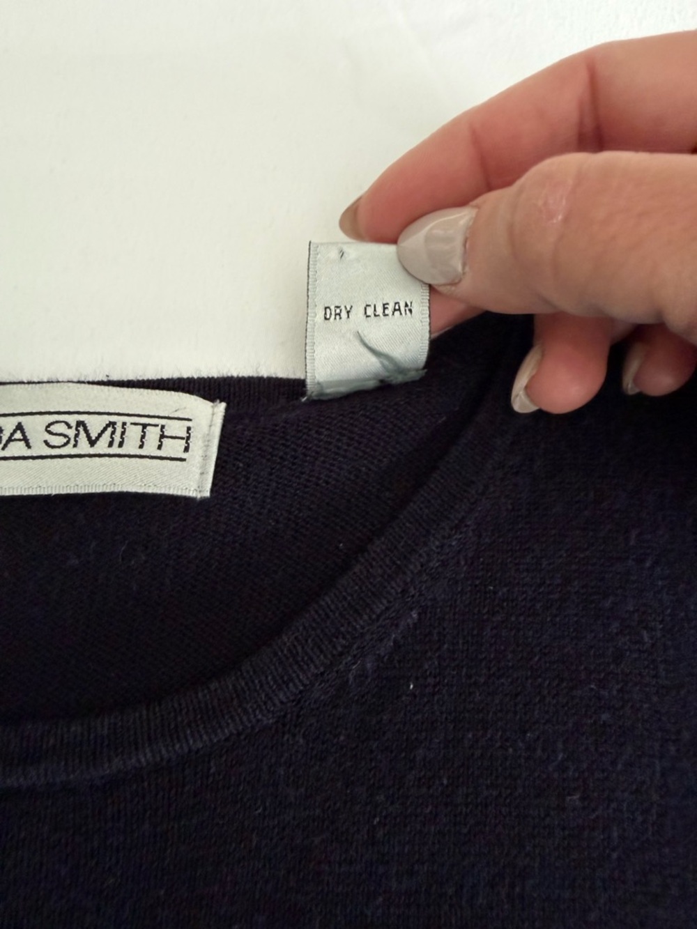 Amanda Smith Silk Cotton Blend Navy Blue Classic Lightweight Crew Neck Sweater - Picture 10 of 12